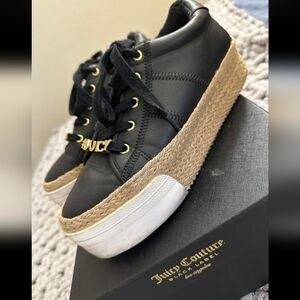 Juicy Couture Black and Gold Leather Sneakers
